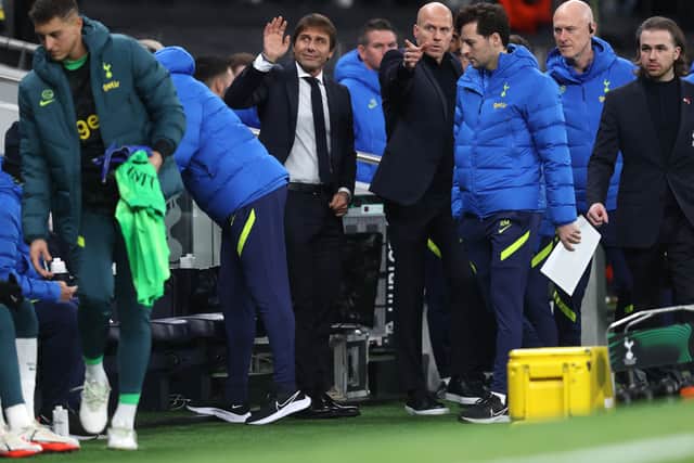 Antonio Conte, Manager of Tottenham Hotspur acknowledges the fans (Photo by Julian Finney/Getty Images)