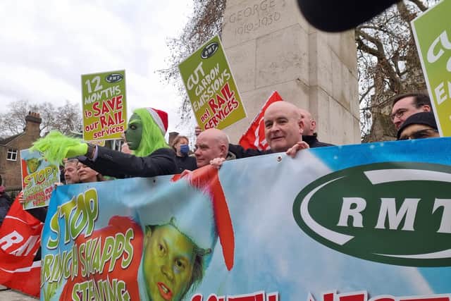The RMT protest against South West Rail cuts. Photo: LondonWorld