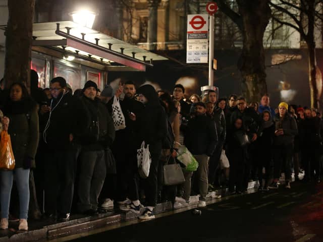 Londoners queue for buses during a previous Tube strike. Credit: DANIEL LEAL/AFP via Getty Images