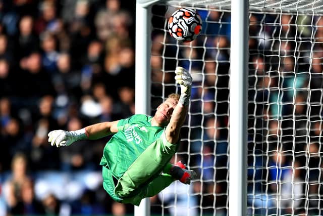 Aaron Ramsdale of Arsenal makes a save during the Premier League match (Photo by Michael Regan/Getty Images)