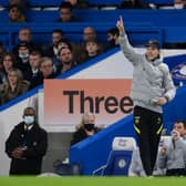 Thomas Tuchel, Manager of Chelsea gestures during the Premier League match (Photo by Mike Hewitt/Getty Images)
