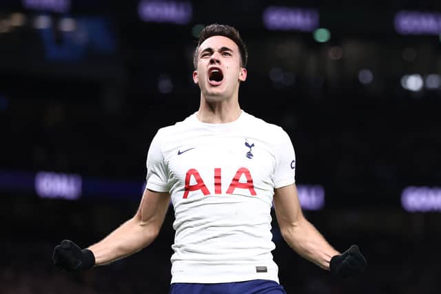 Sergio Reguilon of Tottenham Hotspur celebrates after scoring his teams second goal (Photo by Ryan Pierse/Getty Images)