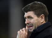 Steven Gerrard, Manager of Aston Villa looks on prior to the Premier League match between Norwich City and Aston Villa at Carrow Road
