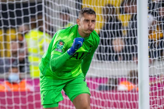 Pierluigi Gollini of Tottenham Hotspur during the Carabao Cup Third Round match (Photo by Sebastian Frej/MB Media/Getty Images)