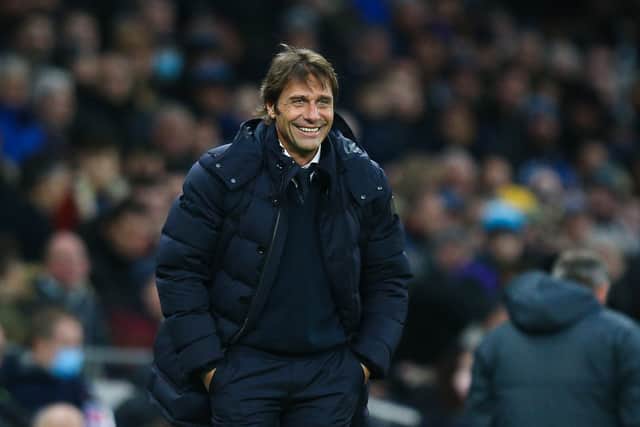 Tottenham Hotspur manager Antonio Conte reacts during the Premier League match (Photo by Craig Mercer/MB Media/Getty Images)