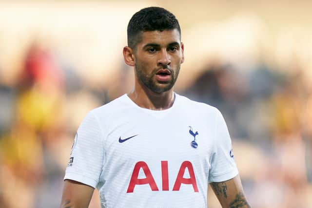 Cristian Romero of Tottenham Hotspur looks on during the UEFA Conference League (Photo by Jose Manuel Alvarez/Quality Sport Images/Getty Images)