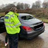 A cyclist was injured after crashing through the back window of a Mercedes when the driver slowed down to let geese cross a road in a London park. Photo: Royal Parks Police / SWNS