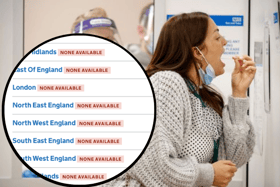 The NHS Test & Trace website has been showing tests are unavailable to the public in large parts of England today. Photo: Getty / NHS 