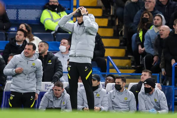 Head Coach Thomas Tuchel of Chelsea reacts during the Premier League match  (Photo by Robin Jones/Getty Images)