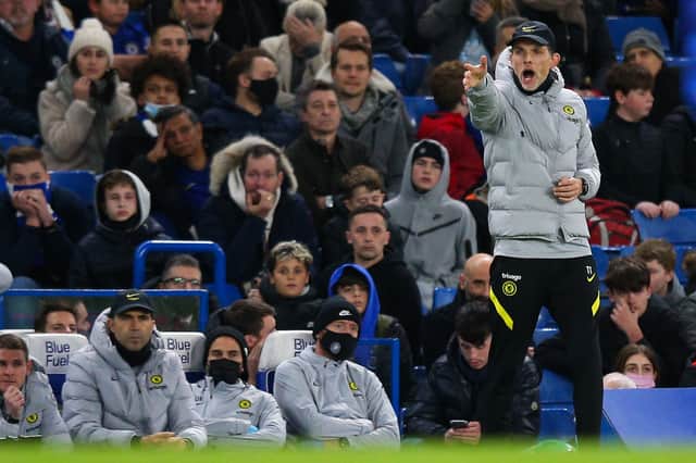 Chelsea manager Thomas Tuchel reacts during the Premier League match  (Photo by Craig Mercer/MB Media/Getty Images)