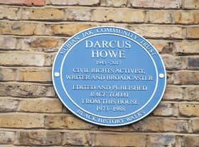 Blue Plaque that has been unveiled in memory of civil rights campaigner Darcus Howe. Brixton, London, January 4 2022. Credit: SWNS