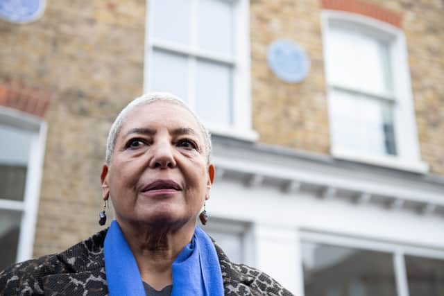 Leila Howe wife of Darcus at a unveiling of a blue plaque in memory of the civil rights campaigner, Brixton, London, 4th January 2022. Credit: SWNS