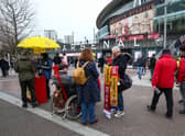 A general view of fans arriving outside the stadium ahead of the Premier League match  (Photo by Craig Mercer/MB Media/Getty Images)