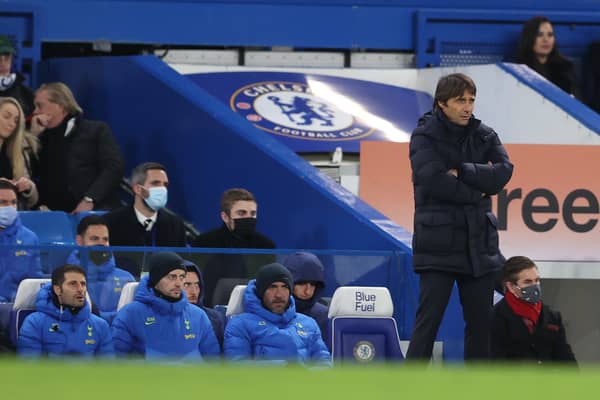 Antonio Conte the head coach / manager of Tottenham Hotspur looks on during the Carabao Cup (Photo by James Williamson - AMA/Getty Images)