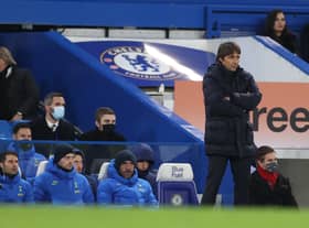 Antonio Conte the head coach / manager of Tottenham Hotspur looks on during the Carabao Cup (Photo by James Williamson - AMA/Getty Images)