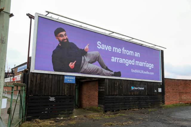  Mohammad Malik has put up billboard posters in London in a bid to find a wife. Credit: Anita Maric / SWNS 