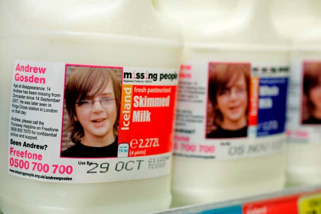Andrew Gosden, the missing 14-year-old, who became the face of the Missing People charity’s find every child campaign. Credit: SWNS