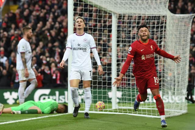 Alex Oxlade-Chamberlain celebrates scoring for Liverpool. Picture: John Powell/Liverpool FC via Getty Images