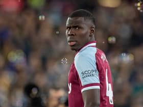 Kurt Zouma of West Ham United looks on during the Premier League match  (Photo by Sebastian Frej/MB Media/Getty Images)