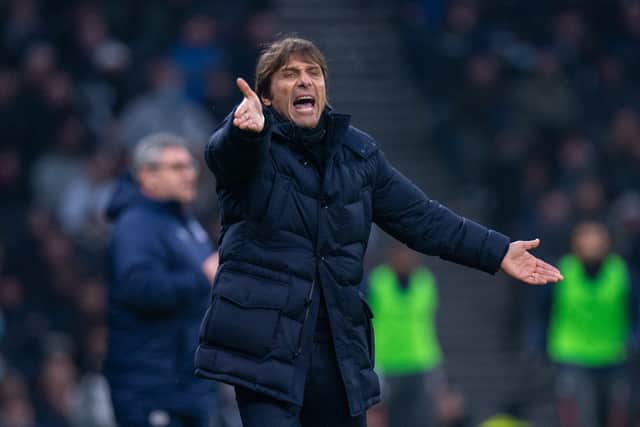 manager Antonio Conte of Tottenham Hotspur during the Premier League match Photo by Sebastian Frej/MB Media/Getty Images)