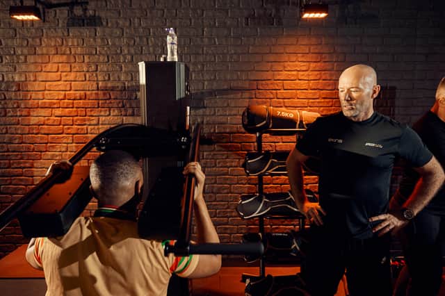Alan Shearer, right, working out with LondonWorld football reporter Rahman Osman. Credit: Speedflex