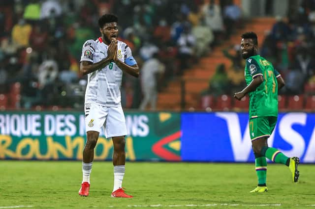 Thomas Partey playing for Ghana at AFCON. Credit: DANIEL BELOUMOU OLOMO/AFP via Getty Images