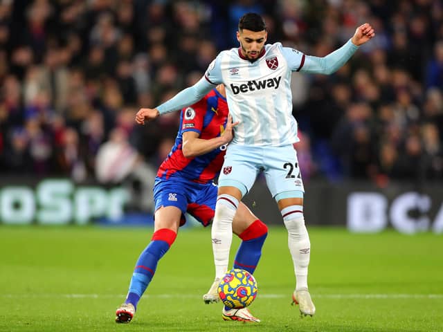  Joel Ward of Crystal Palace and Said Benrahma of West Ham (Photo by Chloe Knott - Danehouse/Getty Images)