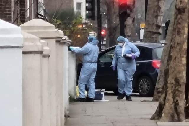 Forensic officers at the scene in Maida Vale. Credit: Jessica Frank-Keyes