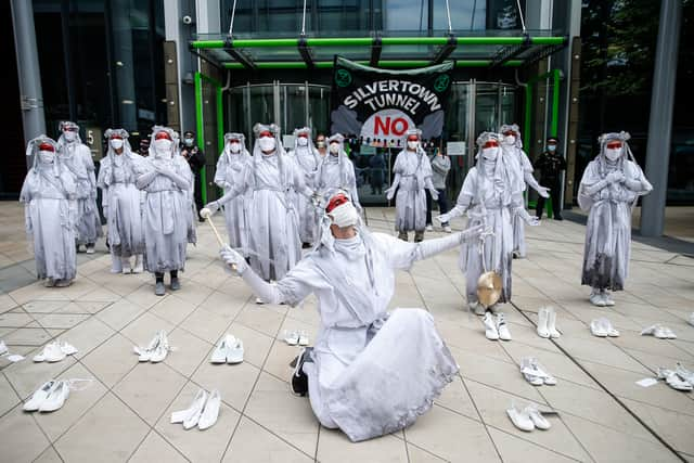 Protesters are objecting to a new twin-bore road tunnel under the Thames that will link London’s Silvertown district with the Greenwich Peninsula. Photo: Getty