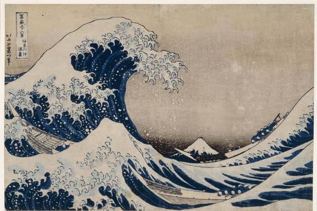 Hokusai is one of Japan’s most celebrated artists best known for his iconic print, Under the Wave of Kanagawa, popularly called the Great Wave.  Credit: British Museum