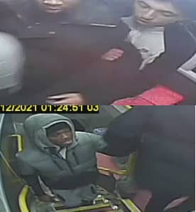 <p>Police are hunting for three men after an 18-year-old was stabbed on a bus in Ealing. Credit: Met Police</p>