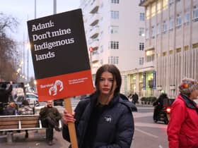 A protester against the Adani Group’s sponsorship of the Science Museum. Credit: Claudia Marquis