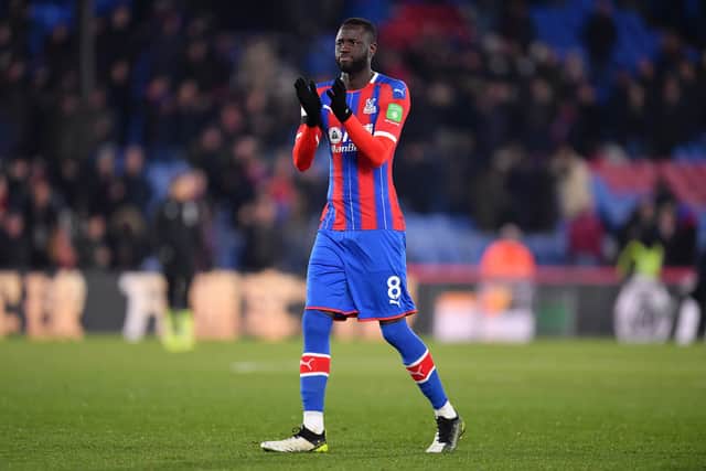 Cheikhou Kouyate of Crystal Palace acknowledges the fans after the Premier League match  (Photo by Justin Setterfield/Getty Images)