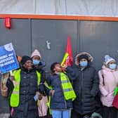 Hundreds of porters, cleaners and catering staff employed by outsourcing firm Serco at London hospitals St Barts, Royal London and Whipps Cross started a two week strike on Monday. Credit: Lynn Rusk
