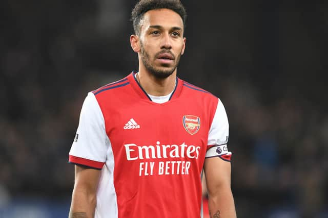 Pierre-Emerick Aubameyang in one of his last games for Arsenal. Credit: Stuart MacFarlane/Arsenal FC via Getty Images