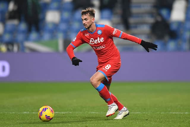 Fabian Ruiz of SSC Napoli in action during the Serie A match between US Sassuolo v SSC Napoli at Mapei Stadium - Citta' del Tricolore on December 01, 2021 in Reggio nell'Emilia, Italy