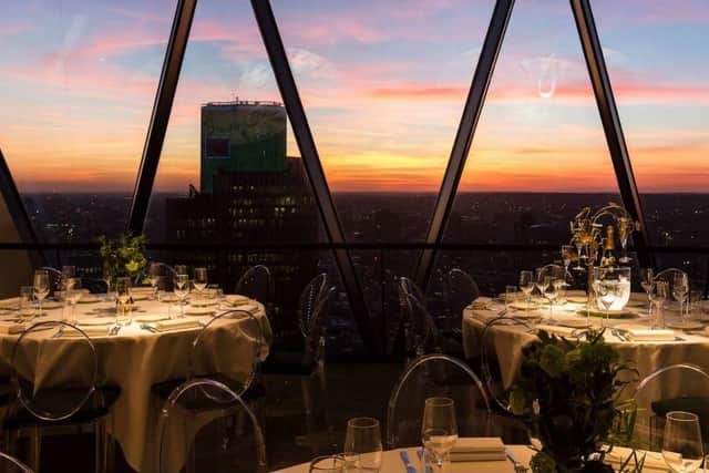 The Gherkin are celebrating Valentine’s weekend with a special menu and afternoon tea. Credit: Supplied