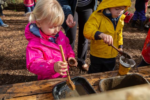 Kids can get messy and cook up all sorts of imaginary concoctions in the Mud Kitchen  at the London Wetland Centre. Credit: London Wetland Centre