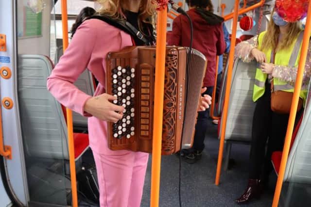 The David Bowie event on a train to Tolworth. Credit: Claudia Marquis