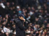 Antonio Conte, Manager of Tottenham Hotspur looks on during the Premier League match  (Photo by Ryan Pierse/Getty Images)