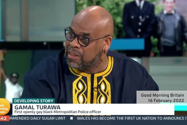 Gamal Turawa, the first openly gay black Met Police officer. Photo: ITV