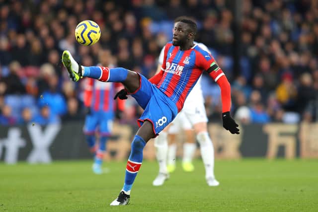 Cheikhou Kouyate of Crystal Palace controls the ball during the Premier League match  (Photo by Warren Little/Getty Images)
