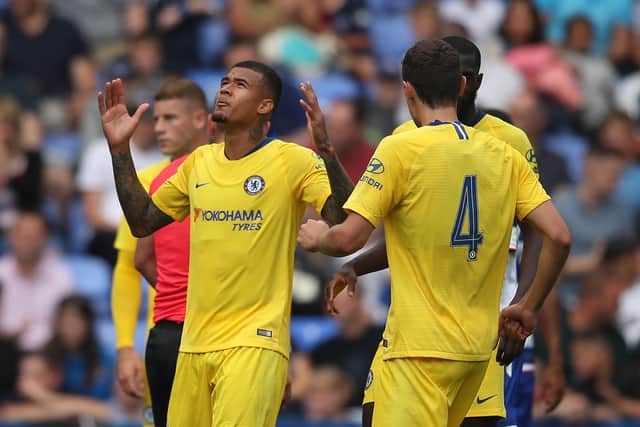 Kenedy of Chelsea celebrates scoring their second goal during the Pre-Season Friendly Photo by Christopher Lee/Getty Images)
