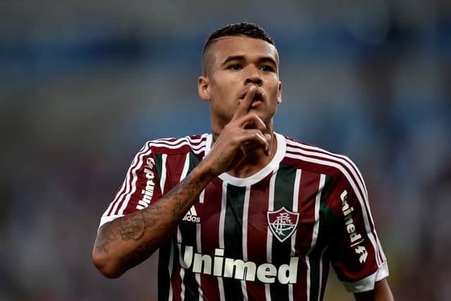 Kenedy of Fluminense celebrates a scored goal during a match between Fluminense (Photo by Buda Mendes/Getty Images)