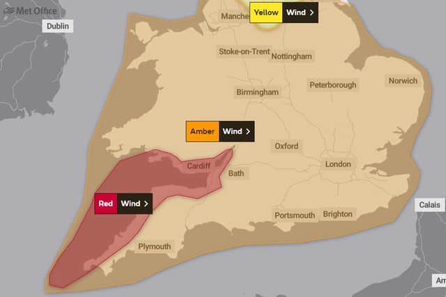 The Met has issued an amber weather warning for London on Friday. Credit: Met Office