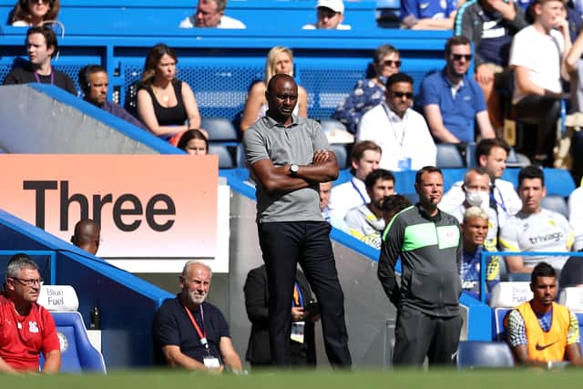 Patrick Vieira, Manager of Crystal Palace looks on during the Premier League match  (Photo by Eddie Keogh/Getty Images)