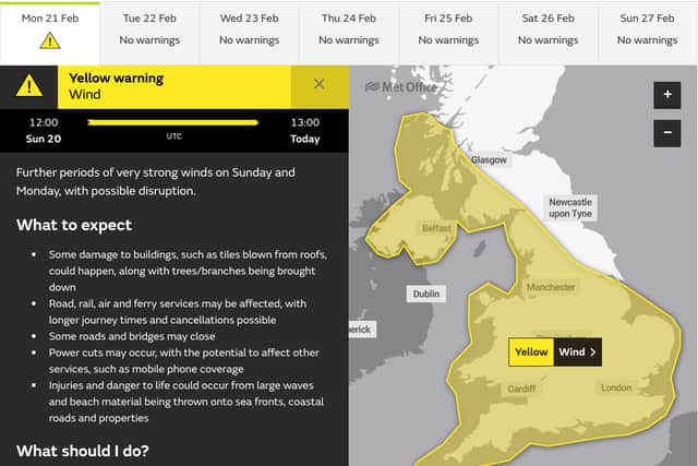 The Met Office has issued a yellow weather warning. Photo: Met Office
