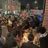Mourners at the vigil for Jamal Edwards in Acton last night. Credit: Acton Notebook