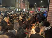 Mourners at the vigil for Jamal Edwards in Acton last night. Credit: Acton Notebook