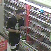 A CCTV still showing Leoaai Elghareeb injecting blood into food at three supermarkets. Credit: SWNS